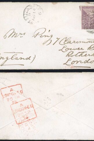 Cape of Good Hope 1876 6d rate cover to London PORT ELIZABETH BONC 2 pmk