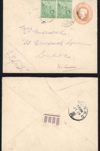 Cape of Good Hope 1900 uprated 1d stat env to London BRITISH ARMY postmarks