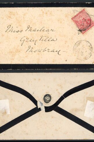 Cape of Good Hope 1873 1d rate mourning cover CLAREMONT to MOWBRAY pmks