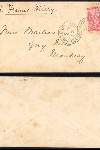 Cape of Good Hope 1873 1d rate cover CAPE TOWN to MOWBRAY pmks