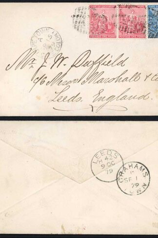 Cape of Good Hope 1879 6d rate cover to England GRAHAMSTOWN BONC 3 pmks