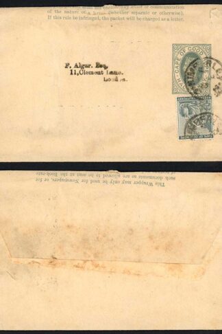 Cape of Good Hope 1893 1/2d wrapper uprated 1/2d to London KIMBERLEY pmks