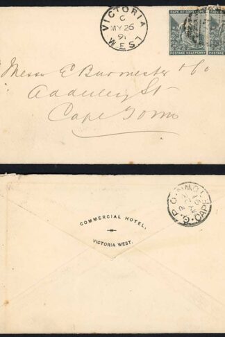 Cape of Good Hope 1883 1d rate cover VICTORIA WEST to CAPE TOWN incl letter