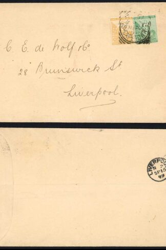 Cape of Good Hope 1899 1s 1/2d rate cover CAPE TOWN to Liverpool
