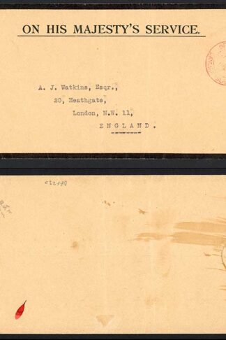 Cayman Islands 1936 OFFICIAL PAID mark in red mourning OHMS cover to England