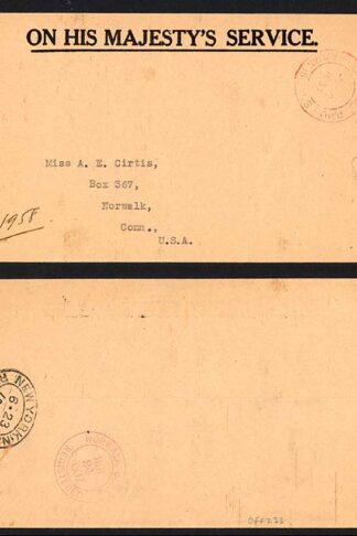 Cayman Islands 1937 OFFICIAL PAID mark in red on registered OHMS cover to USA