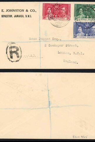 Cayman Islands 1937 Coronation set on reg d First Day Cover GEORGETOWN pmks