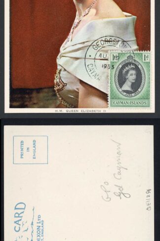 Cayman Islands 1953 Coronation 1d on maxi-card GEORGETOWN postmark
