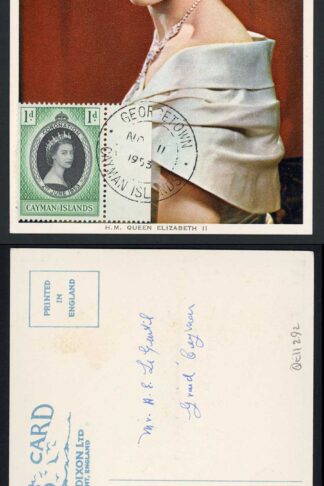 Cayman Islands 1953 Coronation 1d on maxi-card GEORGETOWN postmark