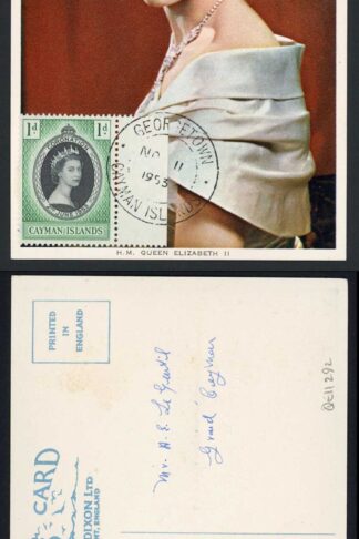 Cayman Islands 1953 Coronation 1d on maxi-card GEORGETOWN postmark