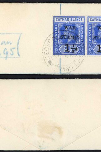 Cayman Islands 1917 1 1/2d War Stamp x6 posted locally in GEORGETOWN