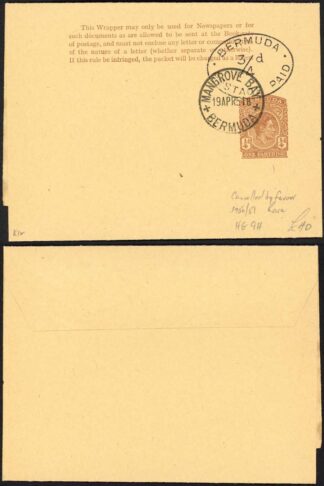 Bermuda 1/4d Post Paid on 3/4d stationery