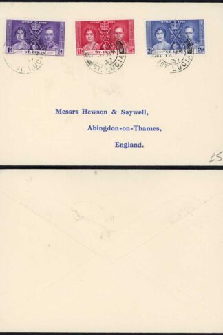 St Lucia 1937 Coronation Cover