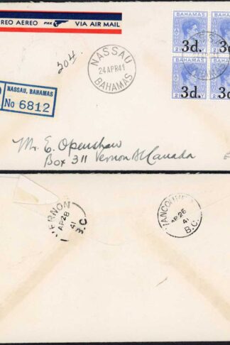 Bahamas KGVI 3d on 2 1/2d Cover