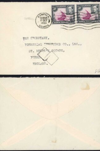 KUT KGVI 50c Pair on Cover