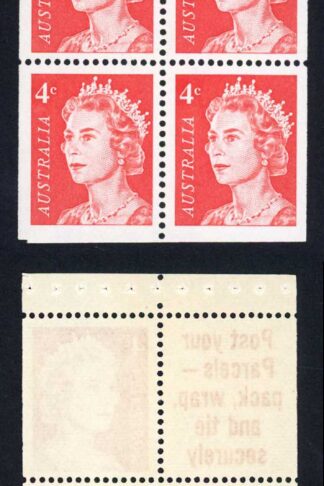 Australia SG385 4c Red Booklet Pane of 5 plus a label U/M Cat 16 pounds
