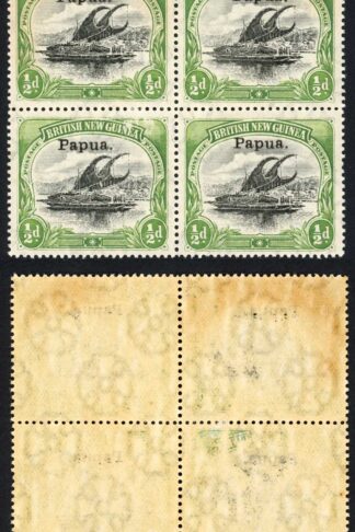 Papua SG38 1/2d Block (toned gum) Cat 92 pounds