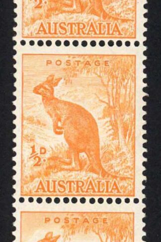 Australia SG228cb 1/2d Coil Strip Sky retouched No Gum Cat 350 pounds