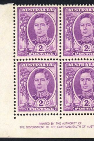 Australia SG205 2d Imprint Block Mint no gum