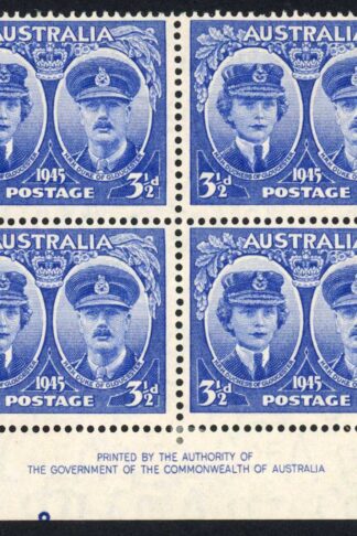 Australia SG210 3 1/2d Imprint Block M/M