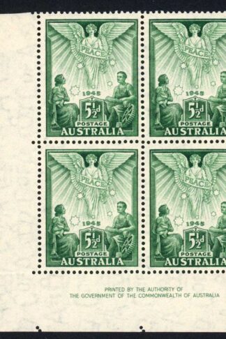 Australia SG215 5 1/2d Victory Imprint Block M/M