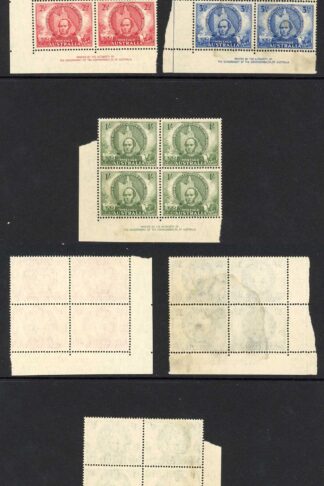 Australia SG216/7 1946 Centenary Imprint Blocks Mint no gum