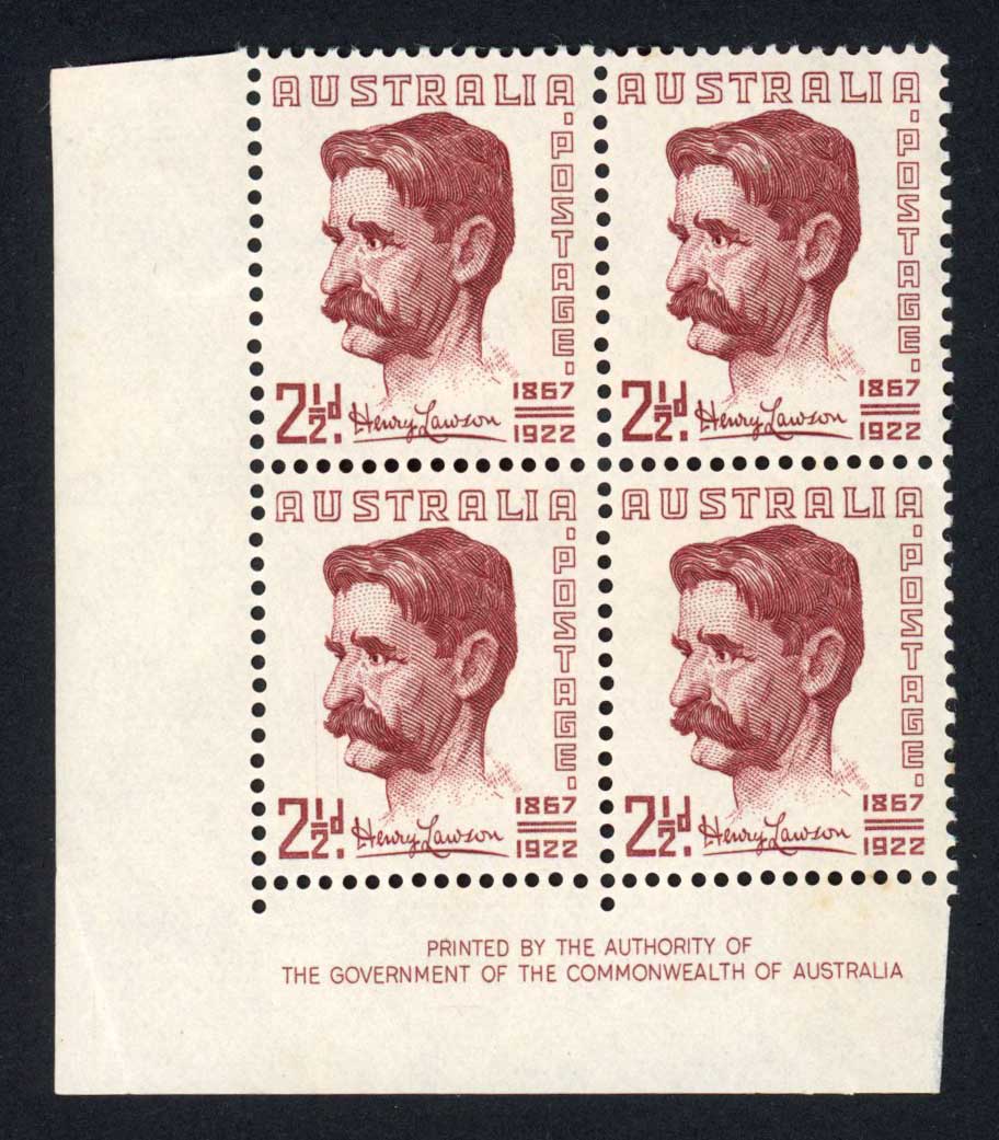 Australia SG231 2 1/2d Imprint Block M/M