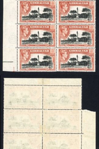 Gibraltar SG128b 2/- Perf 13 Block of 10 M/M (some perf separation) Cat 120 Pou