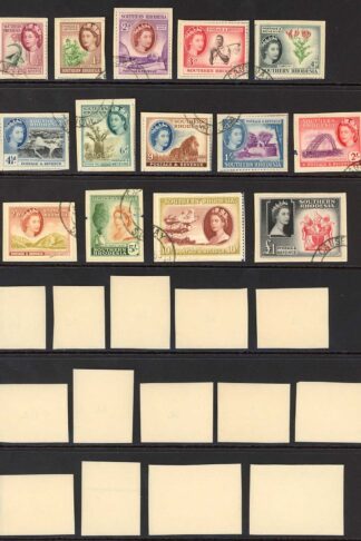 Southern Rhodesia SG78/90 Set of 14 Fine used on small pieces Cat 130 Pounds