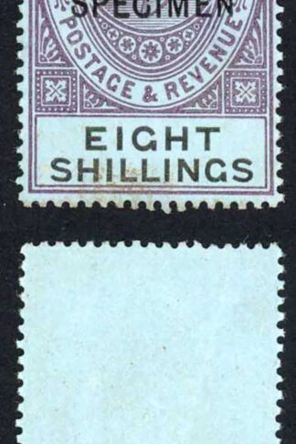 Gibraltar SG54s 8/- Wmk Mult Crown CA Opt SPECIMEN (Light crease)