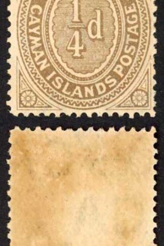 Cayman Is SG38s 1/4d Brown Toned Gum Opt SPECIMEN Cat 80 pounds