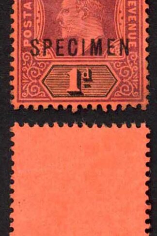 Fiji SG105 1d Dull Purple and Black/Red Wmk Crown CA Opt SPECIMEN