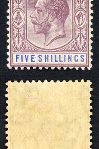 Bahamas SG88 5/- Dull Purple and Bright Blue (July 1919) Wmk MCA M/M