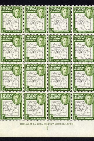 Falkland Is Dep SGG9/G9b 1/2d Thin Map Block inc Dot in T X 5 Cat 74.75 pounds