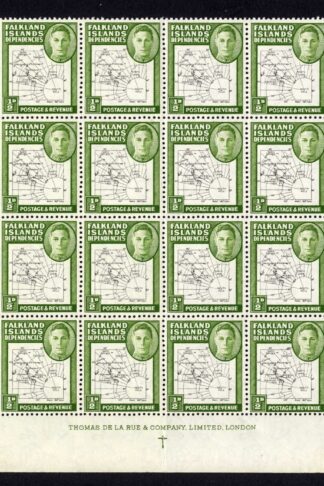 Falkland Is Dep SGG9/G9b 1/2d Thin Map Block inc Dot in T X 5 Cat 74.75 pounds