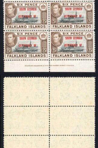 Falkland Is Dep SGB6a 6d Blue-black and Brown U/M Block of 10 Cat 160 pounds