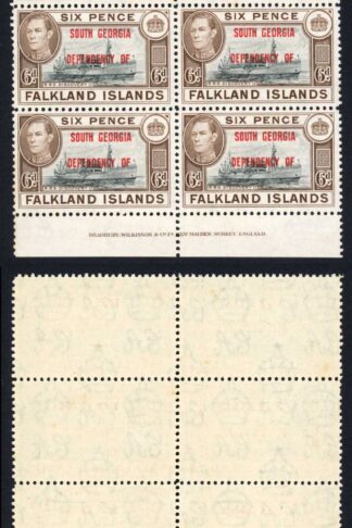 Falkland Is Dep SGB6a 6d Blue-black and Brown U/M Block of 10 Cat 160 pounds