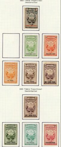Costa Rica Revenue Collection of Bradbury 1870-83 (48 stamps) inc Better