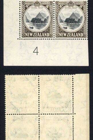 New Zealand SG583d 4d Perf 14 x 14.5 Mult Wmk Plate 4 Block U/M
