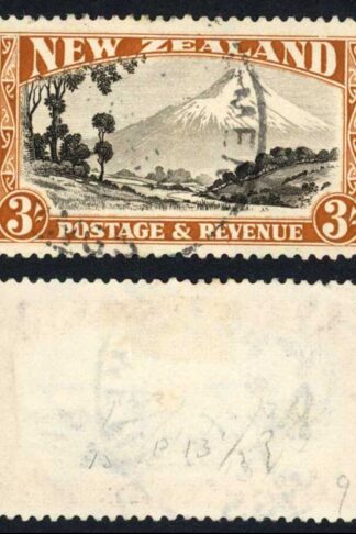 New Zealand SG569 3/- Perf 13-14 x 13.5 Single Wmk used Cat 55 pounds