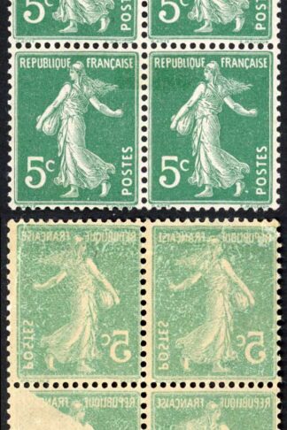France 1907 5c OFFSET Block Ex Hermione