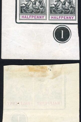 Barbados Seal of the Colony 1/2d Colour Trials Albino halfpenny in margin