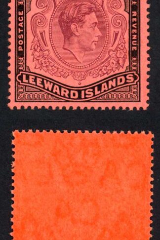 Leeward Is SG114b One Pound Brown Purple and Black/Salmon Perf 14 U/M