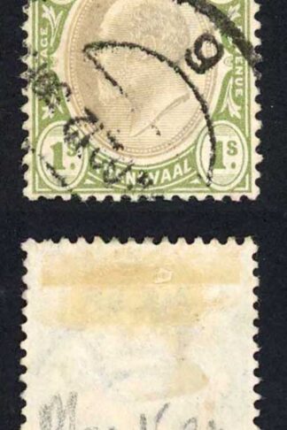 Transvaal 1902 SG.251 1s black and sage-green wmk Crown CA used cat 28 pounds