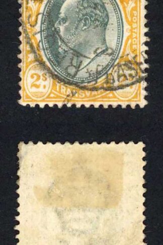 Transvaal 1903 SG.257 2s grey-black and yellow wmk Crown CA used cat 27 pounds