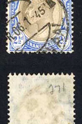Transvaal 1904-09 SG.263 2 1/2d black and blue wmk MCA used cat 16 pounds