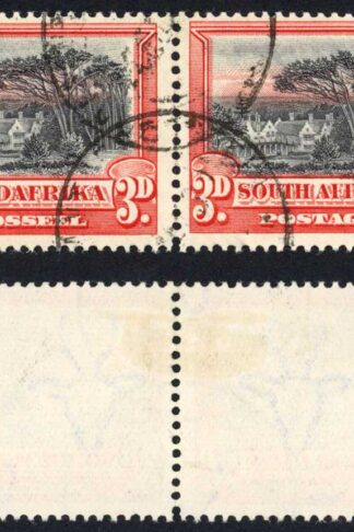 South Africa 1927-30 SG.35a 3d black and red P14x13.5 VFU cat 80 pounds