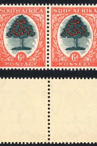 South Africa 1933-48 SG.61d 6d green and red-orange die III UM cat 20 pounds