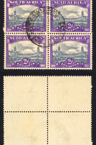 South Africa 1945-7 SG.107b 2d slate and bright violet block of 6 VFU