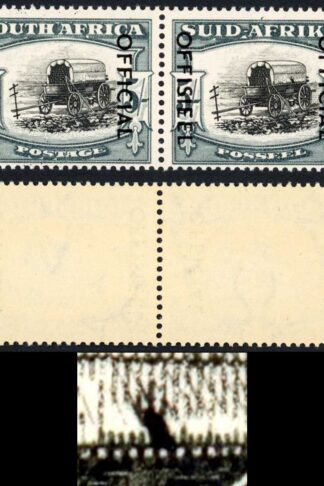 South Africa Official 1950-4 SG.O49 5s black and blue-green WINDOW in TENT UM